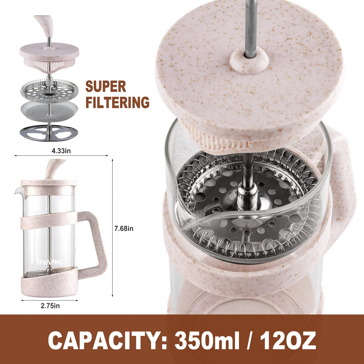 Small French Press 12 fl.oz Light