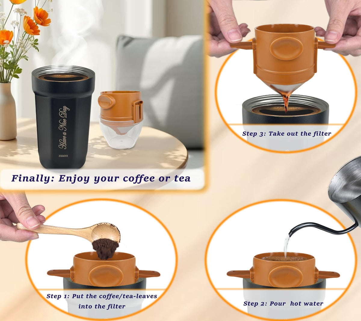 13oz Camping Pour over Coffee Makers