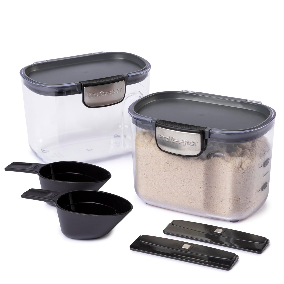International ProKeeper+ Clear Plastic Airtight Food Baker's Kitchen Storage Organization Container Canister Set with Magnetic Accessories (2 Count)
