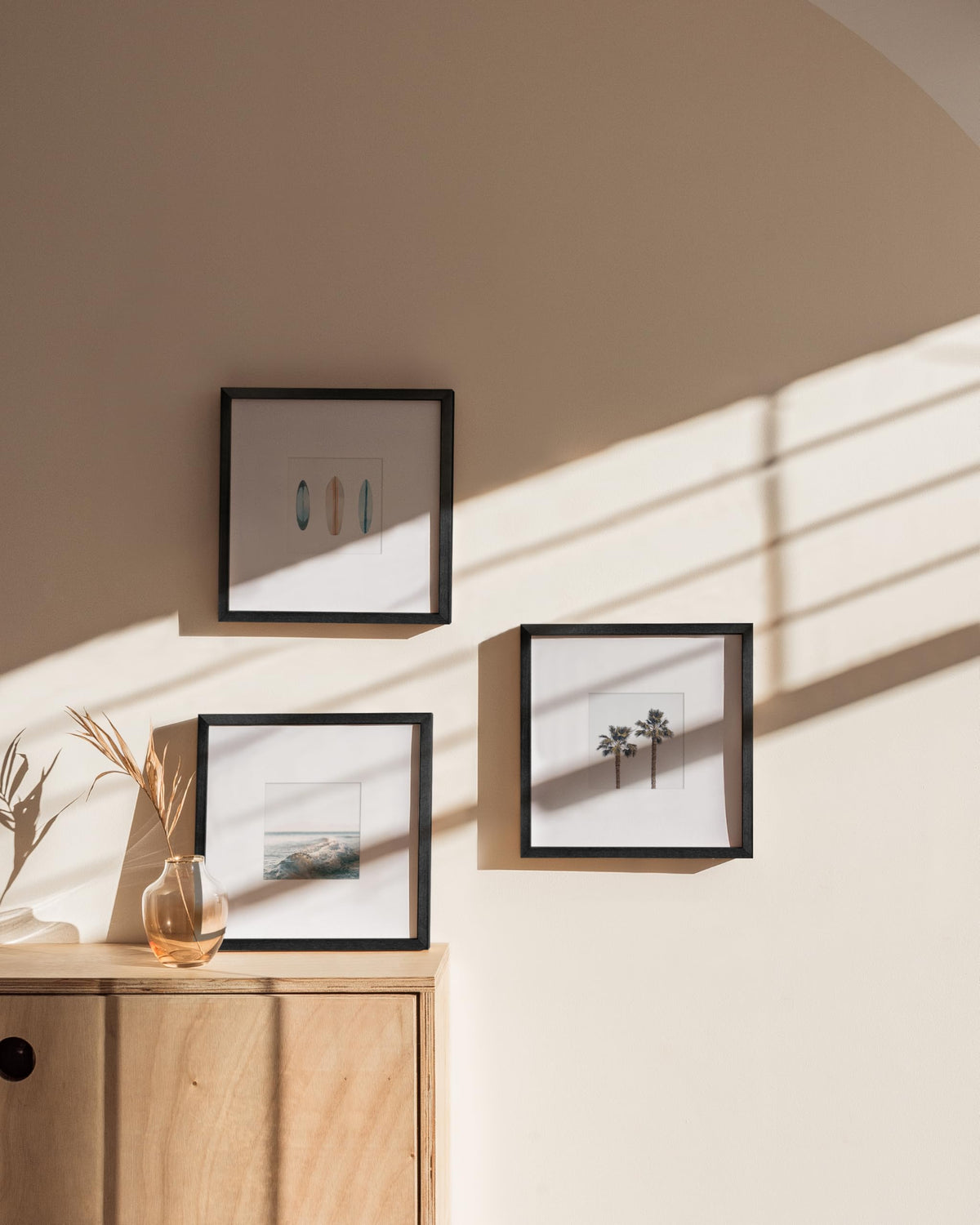 10x10 Black Metal Picture Frames Matted to 5x5