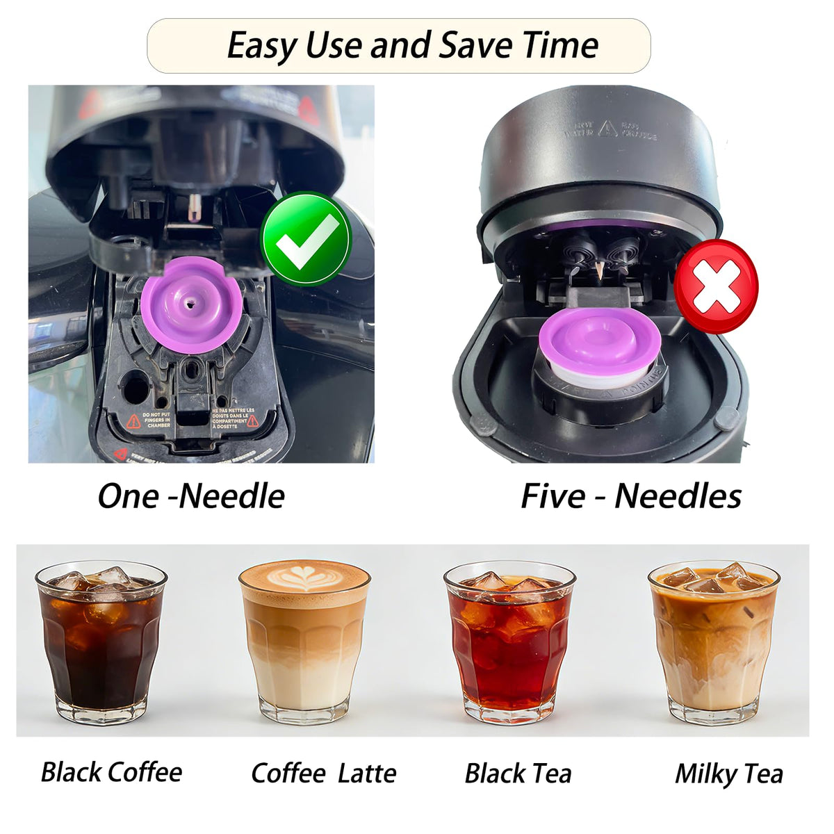 70Counts Disposable K Cups with Purple Lids Compatible with Keurig 1.0 and 2. 0 Berwers Empty Coffee Pods (70 Count)