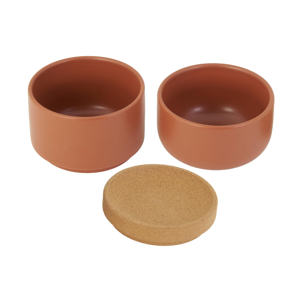Cork and Ceramic Stackable Salt and Pepper Cellar For Countertop Space Saving; Easy Lift Lid to Retain Freshness