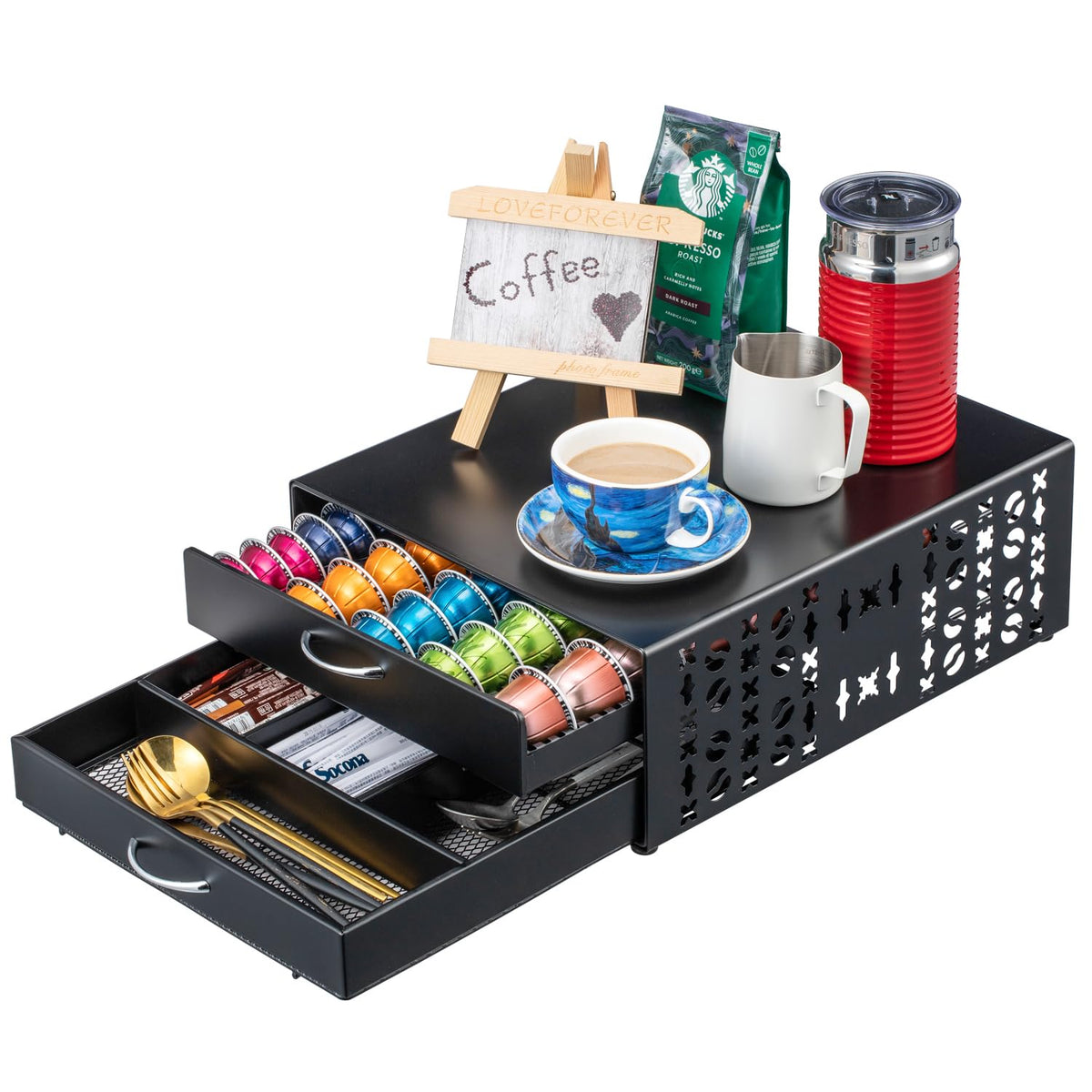 for Vertuo Pod Holder Coffee Accessories Organizar for Nespresso Pod Storage Large Capacity Fits All Size Coffee Station for Coffee Bar
