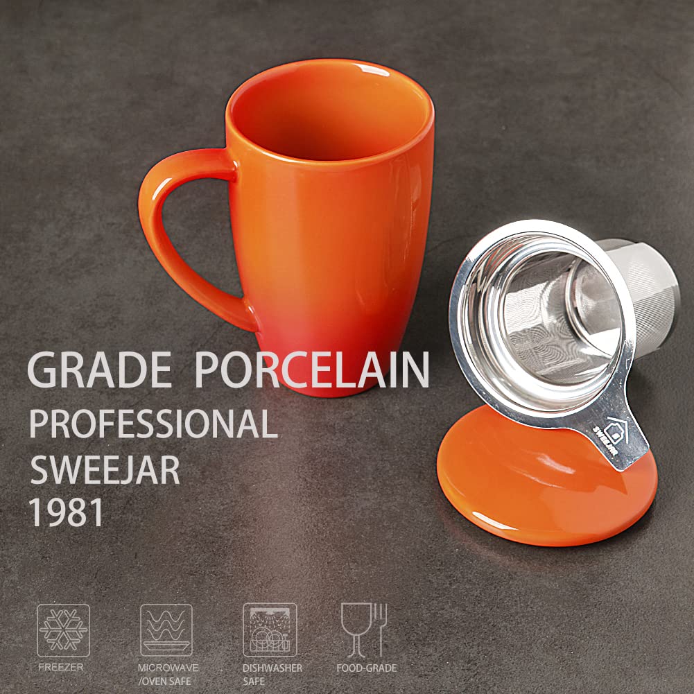 Sweejar Porcelain Tea Mug with Infuser and Lid