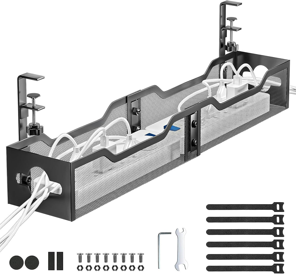 Under Desk Cable Management Tray Black