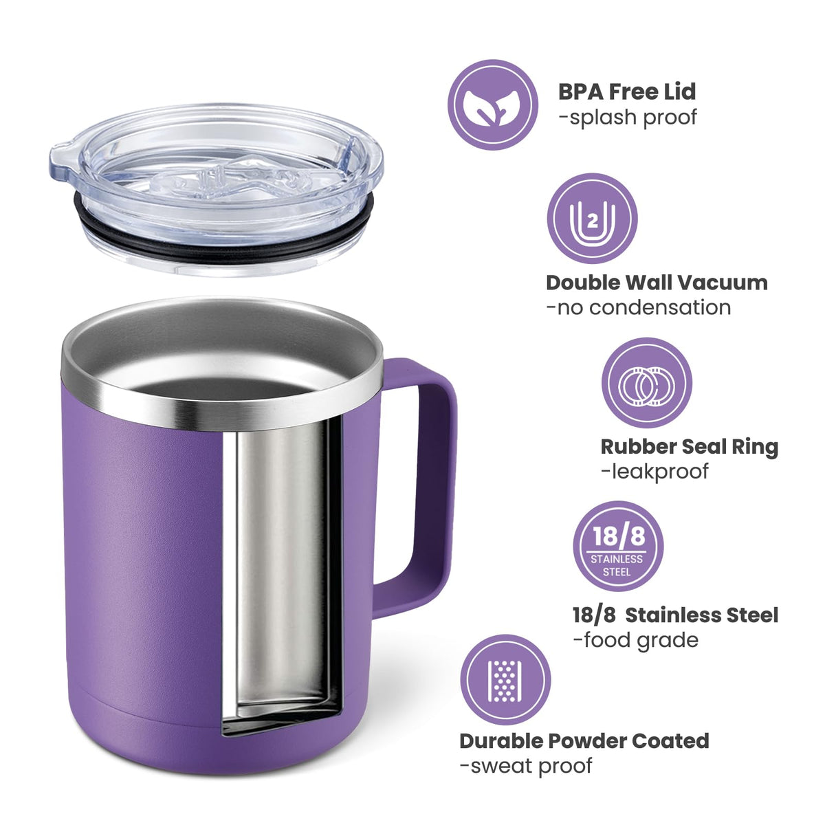 12oz Coffee Mug With Handle and Sliding Lid