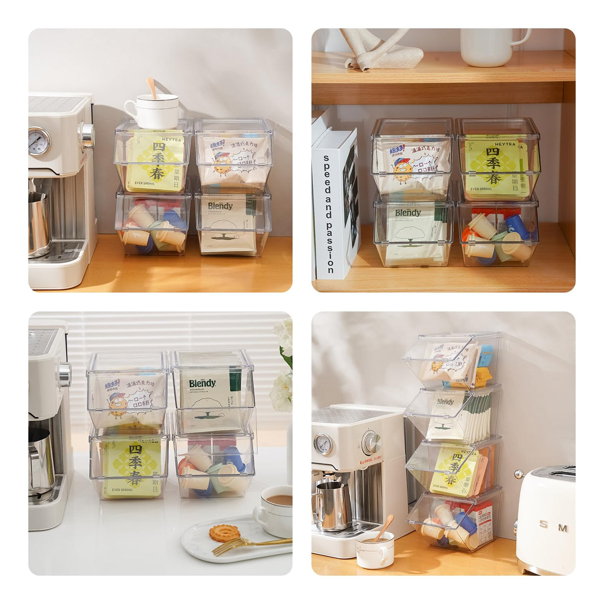 Front Opening Stackable Tea Bag Organizer (4 Count)