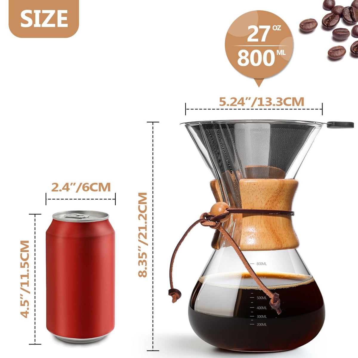 Pour Over Coffee Maker 27 OZ
