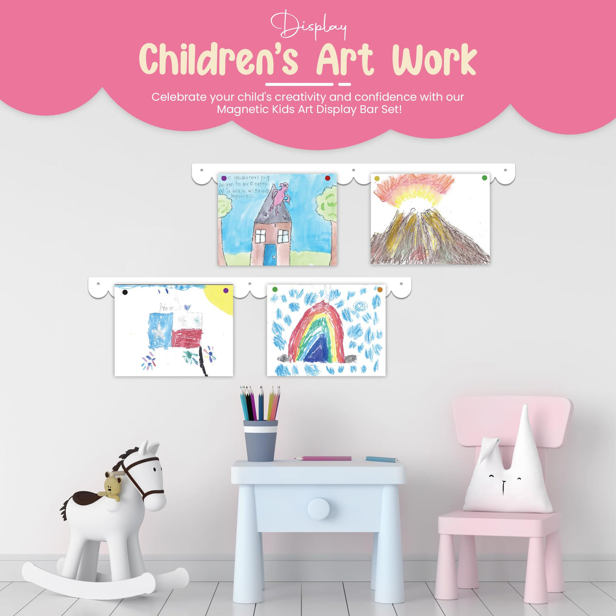 Scalloped Magnetic Art Display for Kids Artwork & Photos