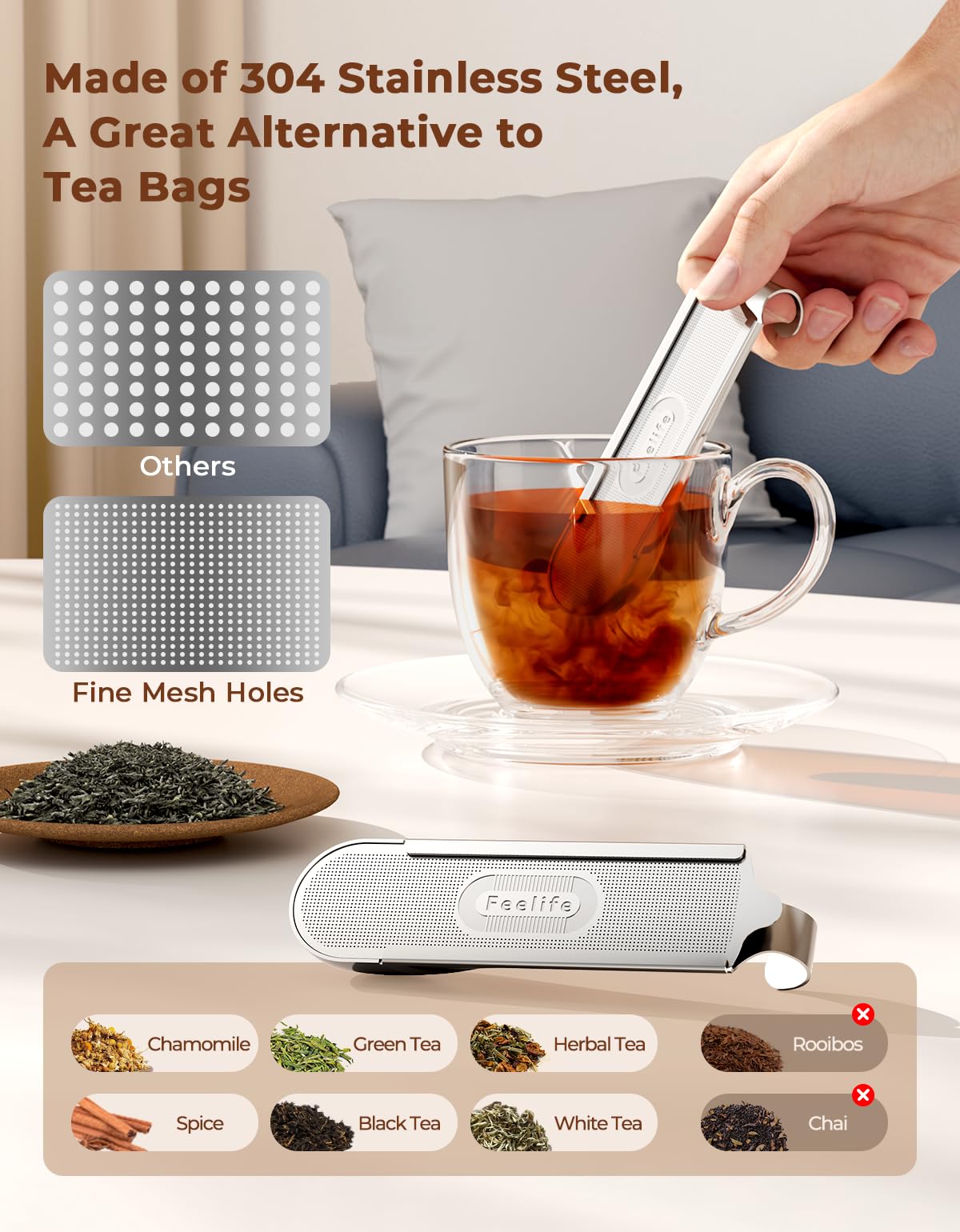 2Pcs 2-in-1 Tea Scoop Infuser for Loose Leaf Tea Strainer Fine Mesh (2 Count)
