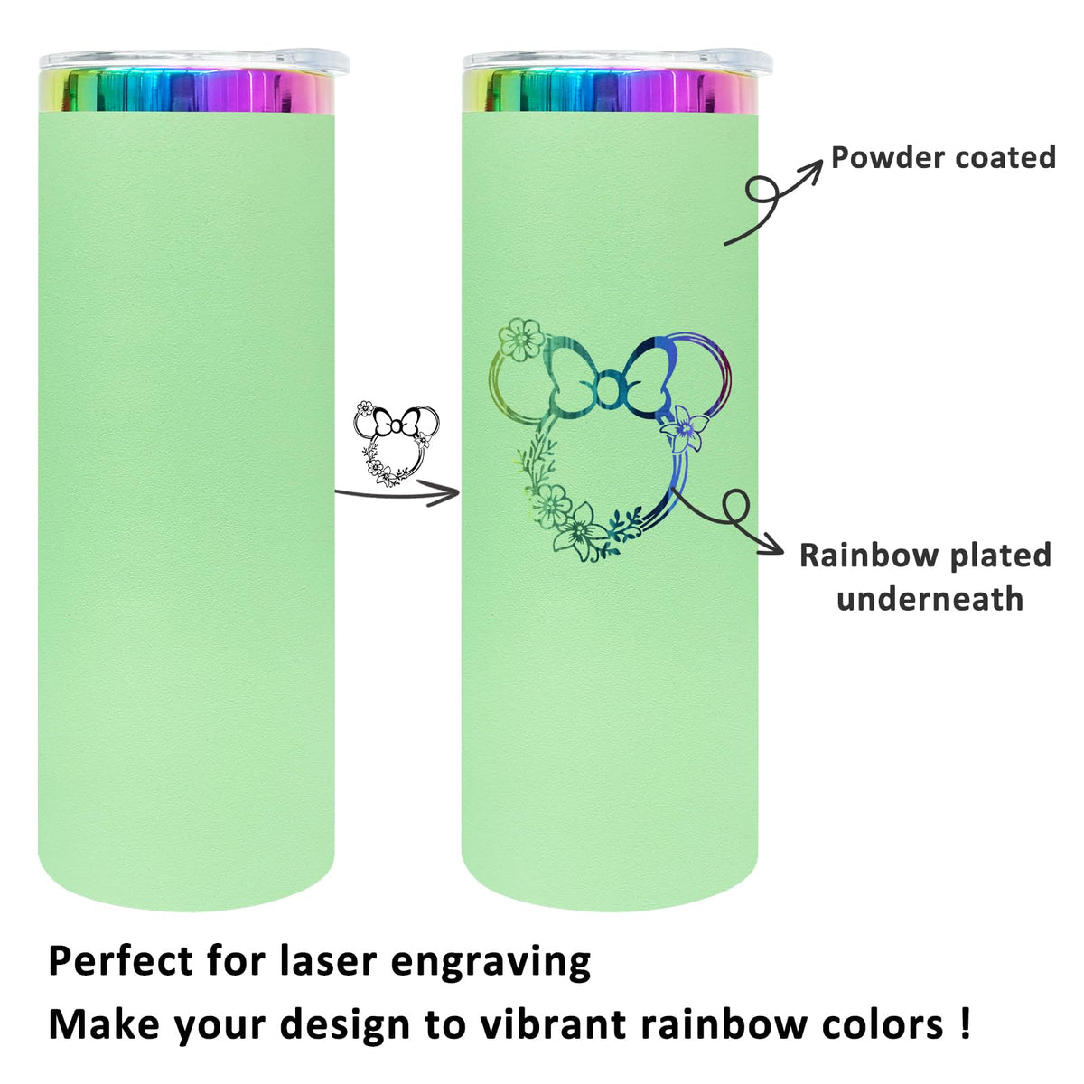 20 oz Skinny Tumblers Bulk With Lid and Straw Green (8 Count)