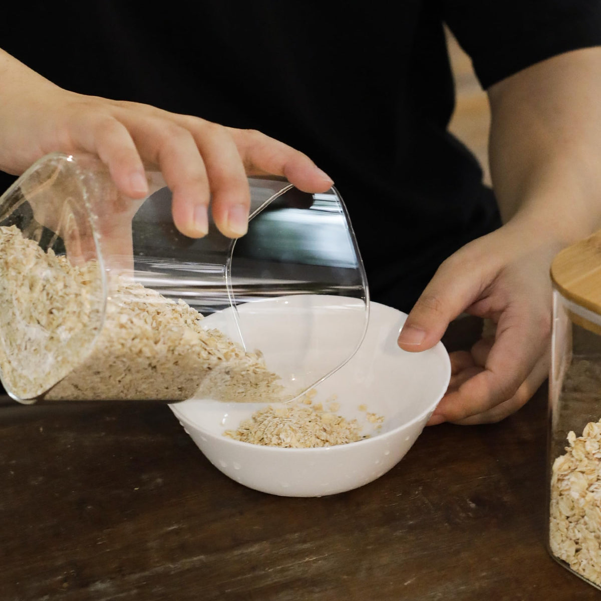 Kitchen Glass Jars Set with Bamboo Lids for Storage