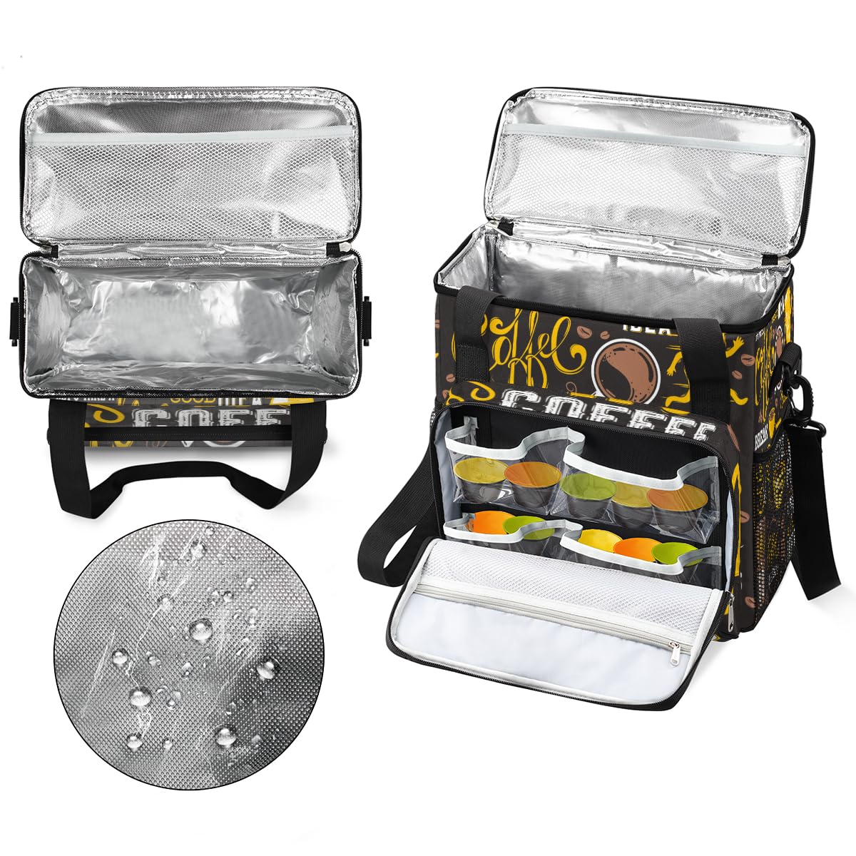 Yellow Coffee Break Cafe Maker Carring Bag Travel Carrying Storage Tote Compatible with Keurig K