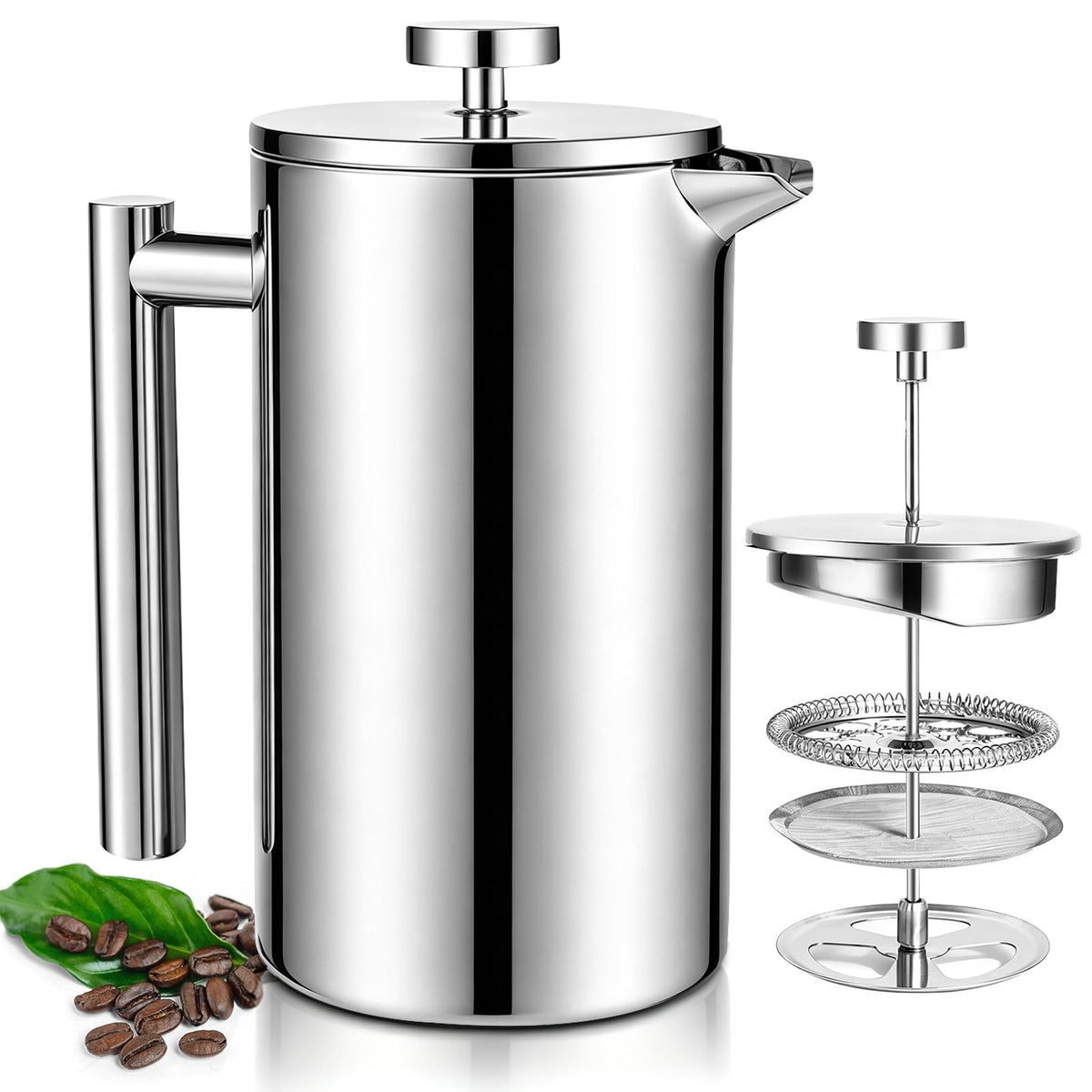 304 Thickened Stainless Steel 350ml French Press 11.83oz Moka Pot