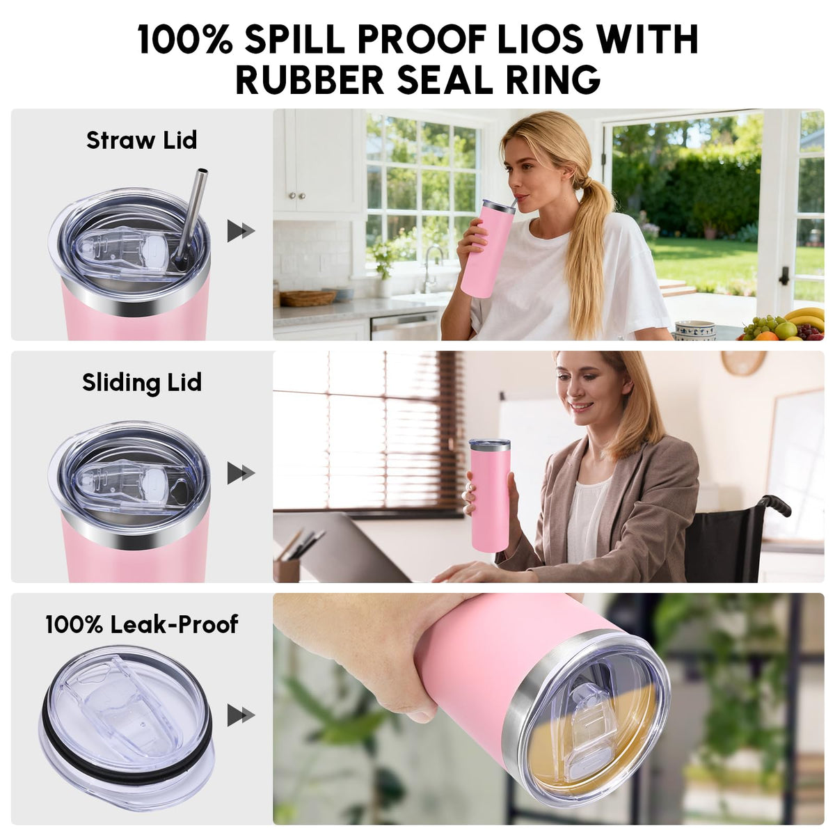 8 Pack Skinny Tumblers with Lid and Straw