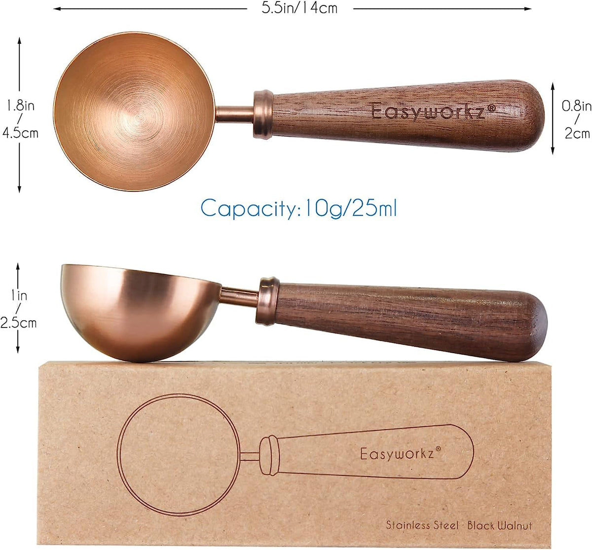 Retro Stainless Steel Coffee Spoon With Black Walnut Handle
