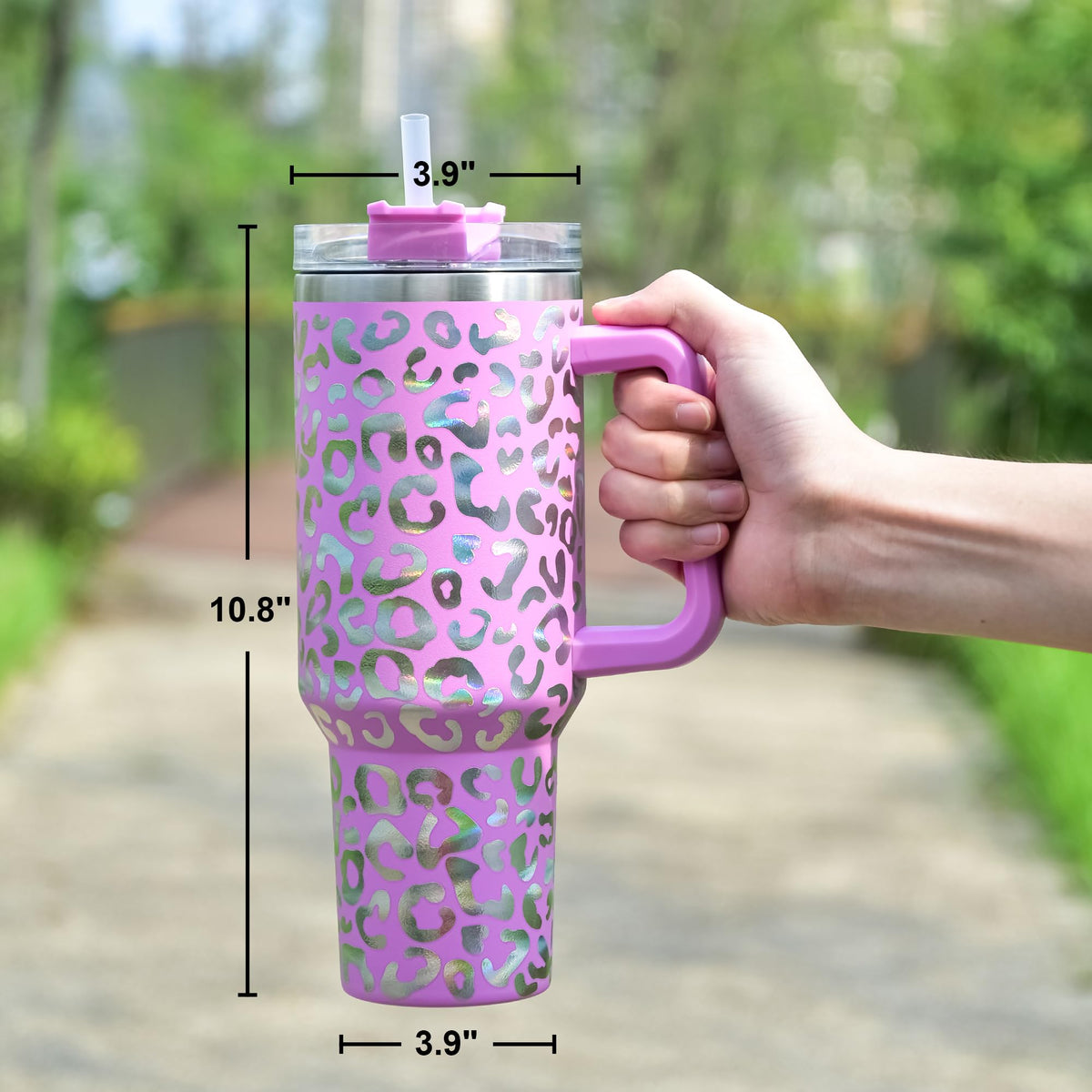 40 oz Tumbler with Handle and Straw