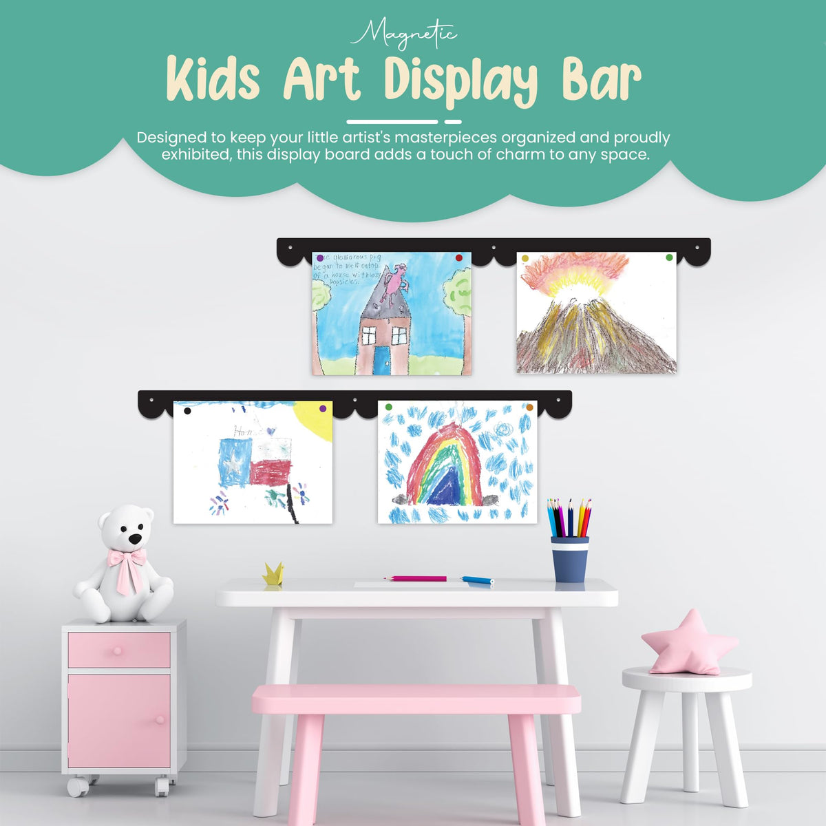 Scalloped Magnetic Art Display for Kids Artwork & Photos