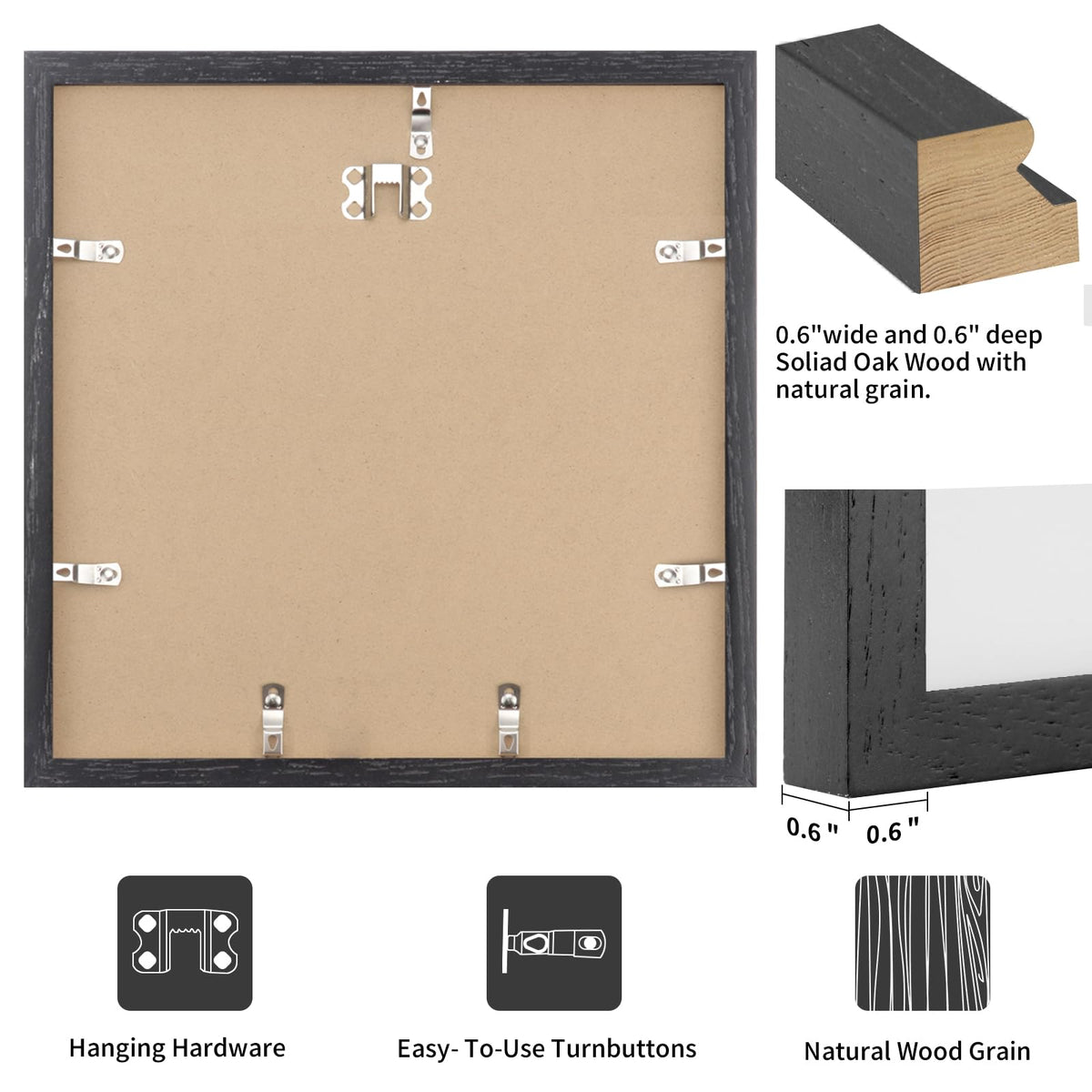 20x20 Solid Oak Wood Picture Frame