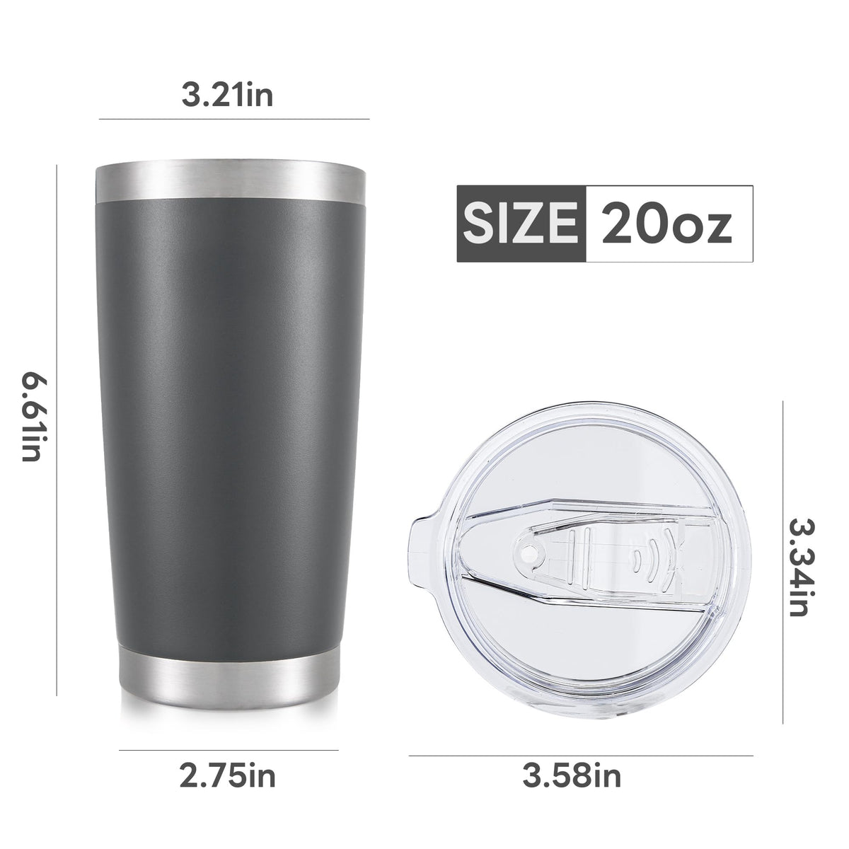 20 oz Tumbler with Lid Stainless Steel Insulated Tumblers Bulk Cups Mug (8 Count)