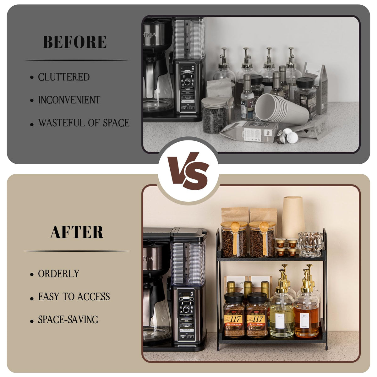 2 Tier Coffee Station Organizer