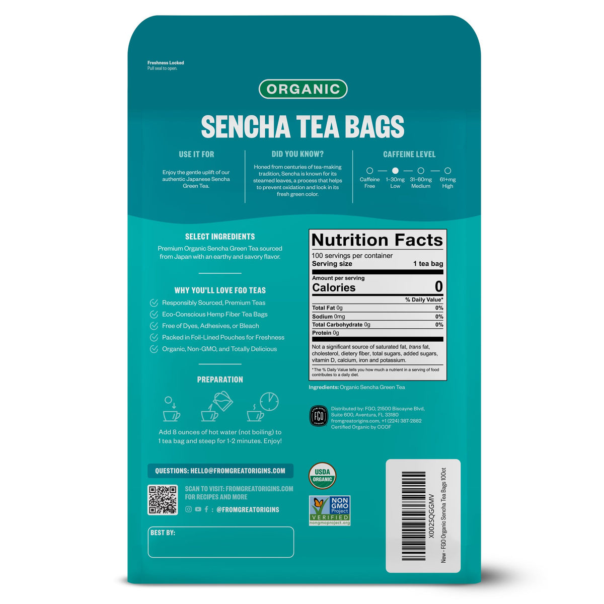 Organic Sencha Green Tea (100 Count)