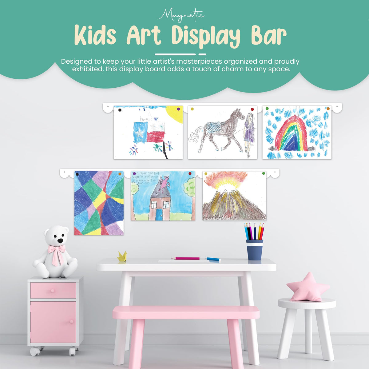 Scalloped Magnetic Art Display for Kids Artwork & Photos