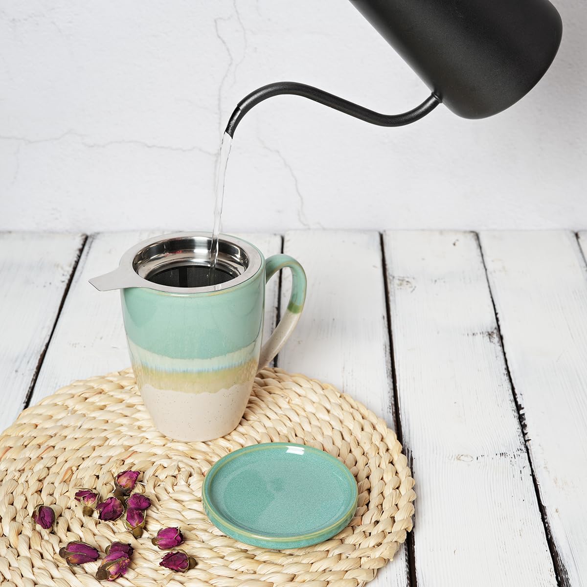 Ceramic Tea Cup with Infuser and Lid