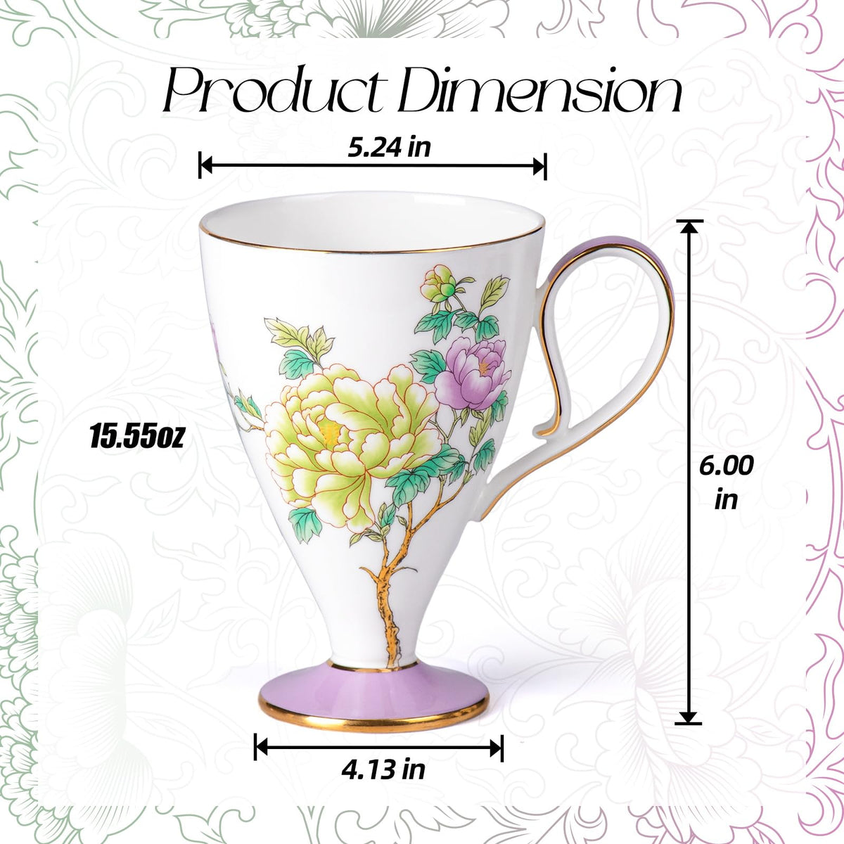 Bone China Coffee Mugs (2 Count)