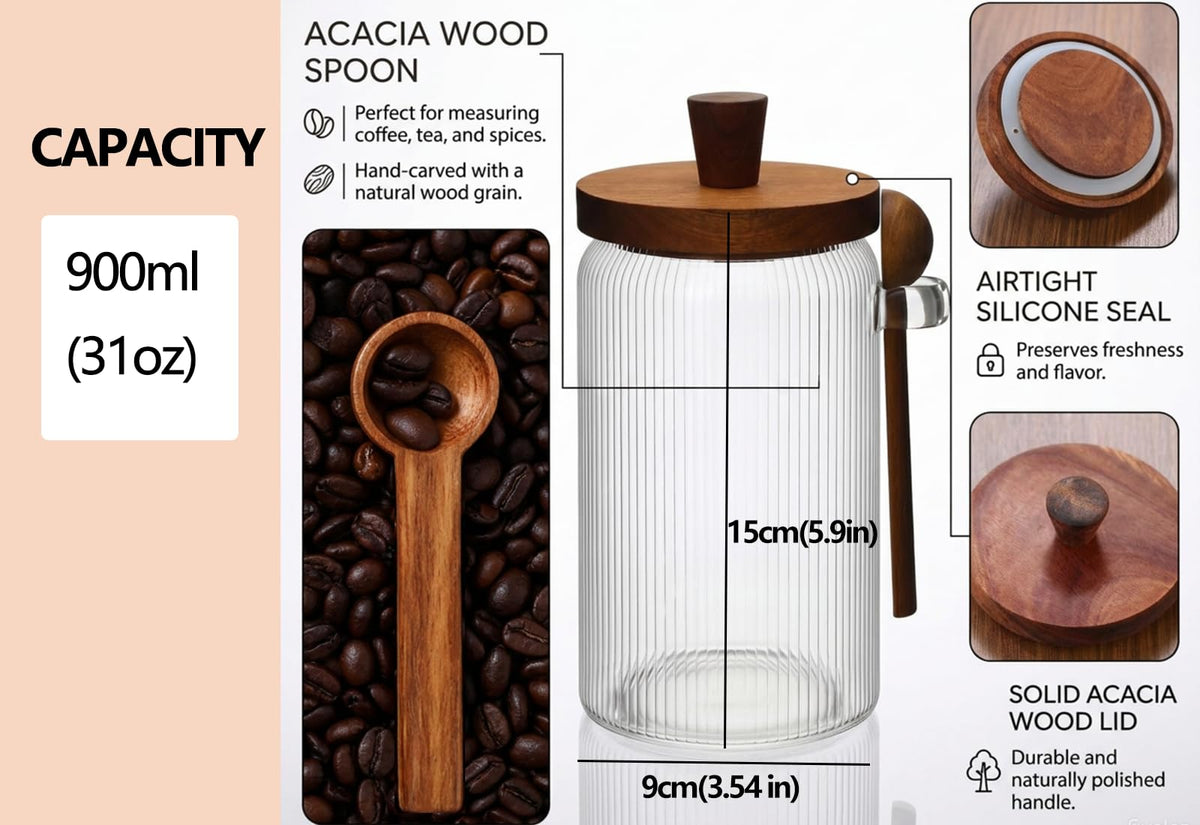 31oz Airtight Coffee Canister with Scoop