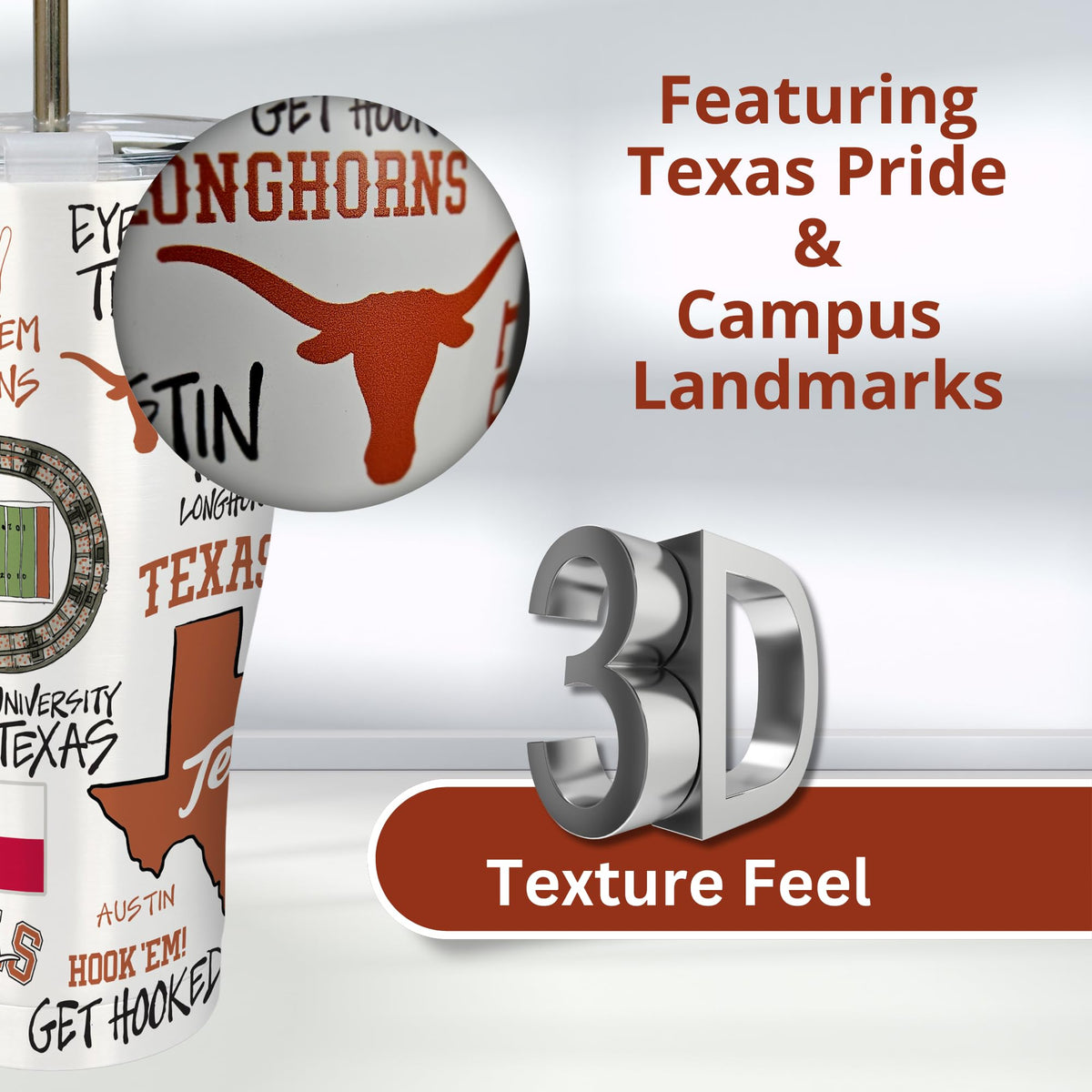 University of Texas 30oz Stainless Steel 3D Icon Travel Mug w