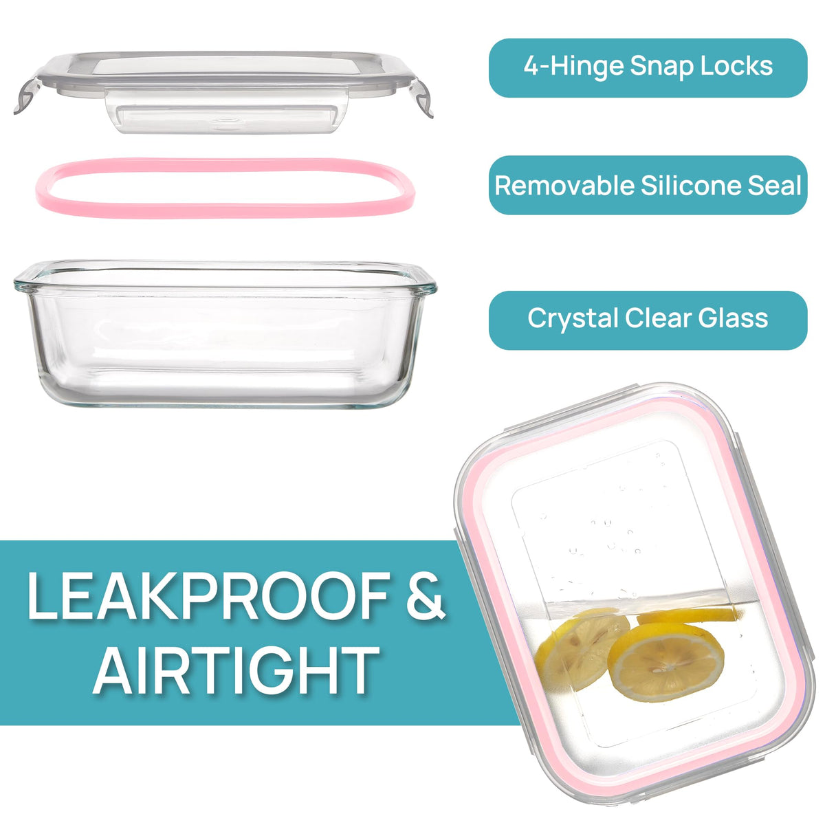 5 Pack 35oz Glass Food Storage Containers with Lids (5 Count)