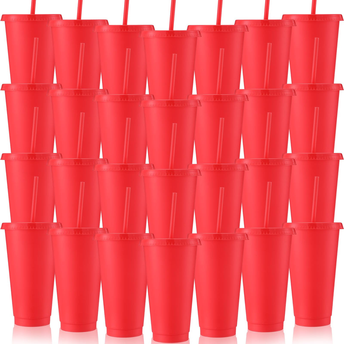 60 Pack Plastic Cups with Lids Straws (60 Count)