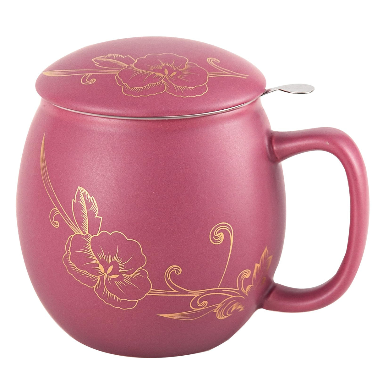 12 OZ Ceramic Mug with Lid & Tea Strainer