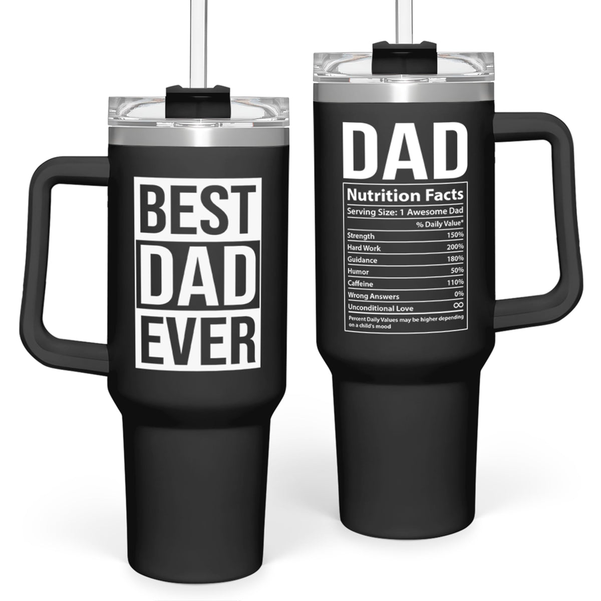 Best Dad Ever Tumbler with Handle 40oz Stainless Steel Insulated Coffee Cup