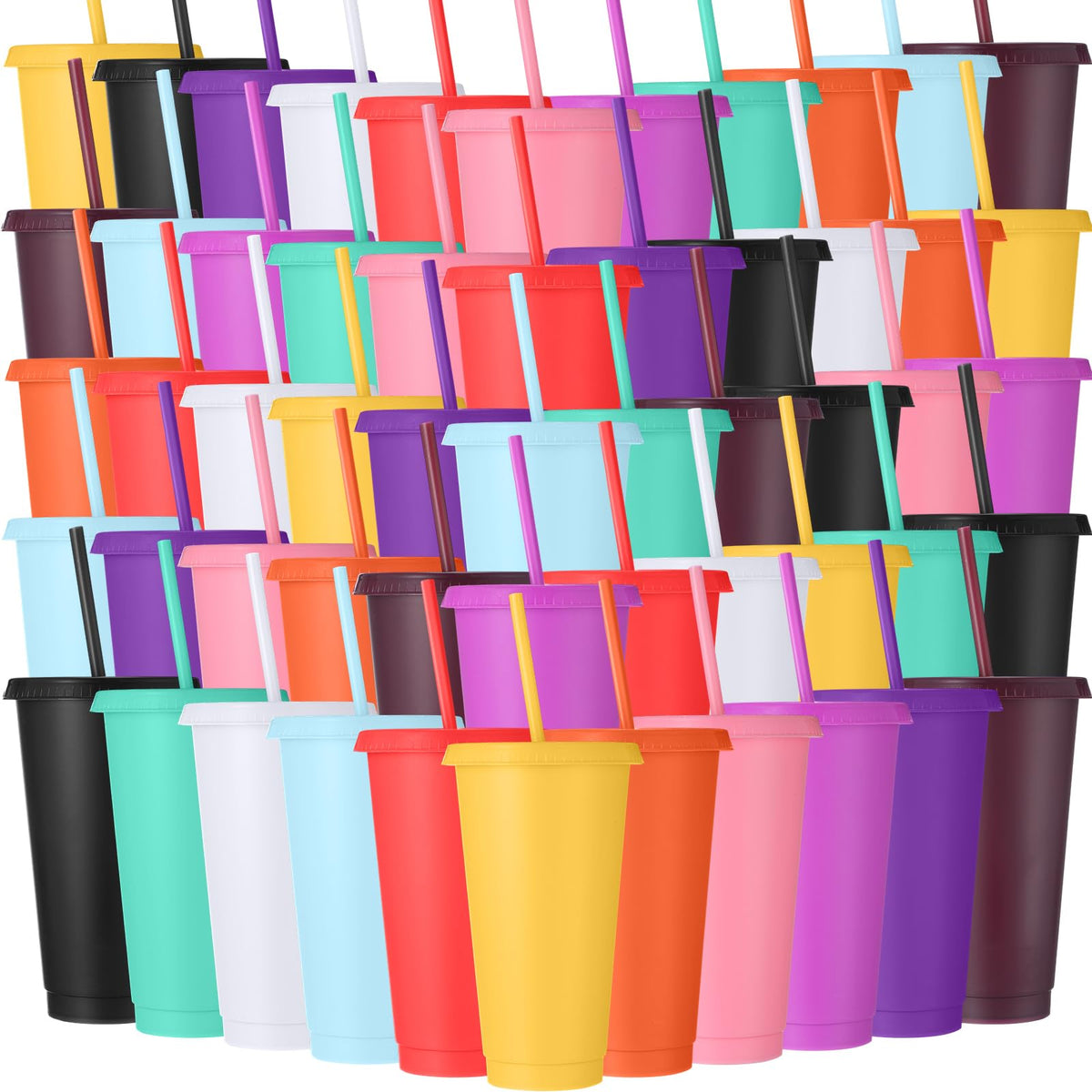 120 Pack Plastic Cups with Lids Straws (120 Count)