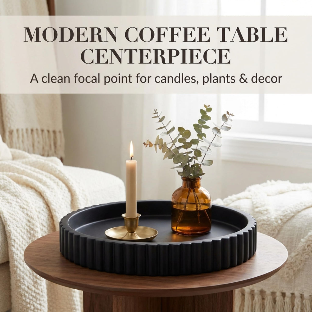 Black Round Tray for Home Decor