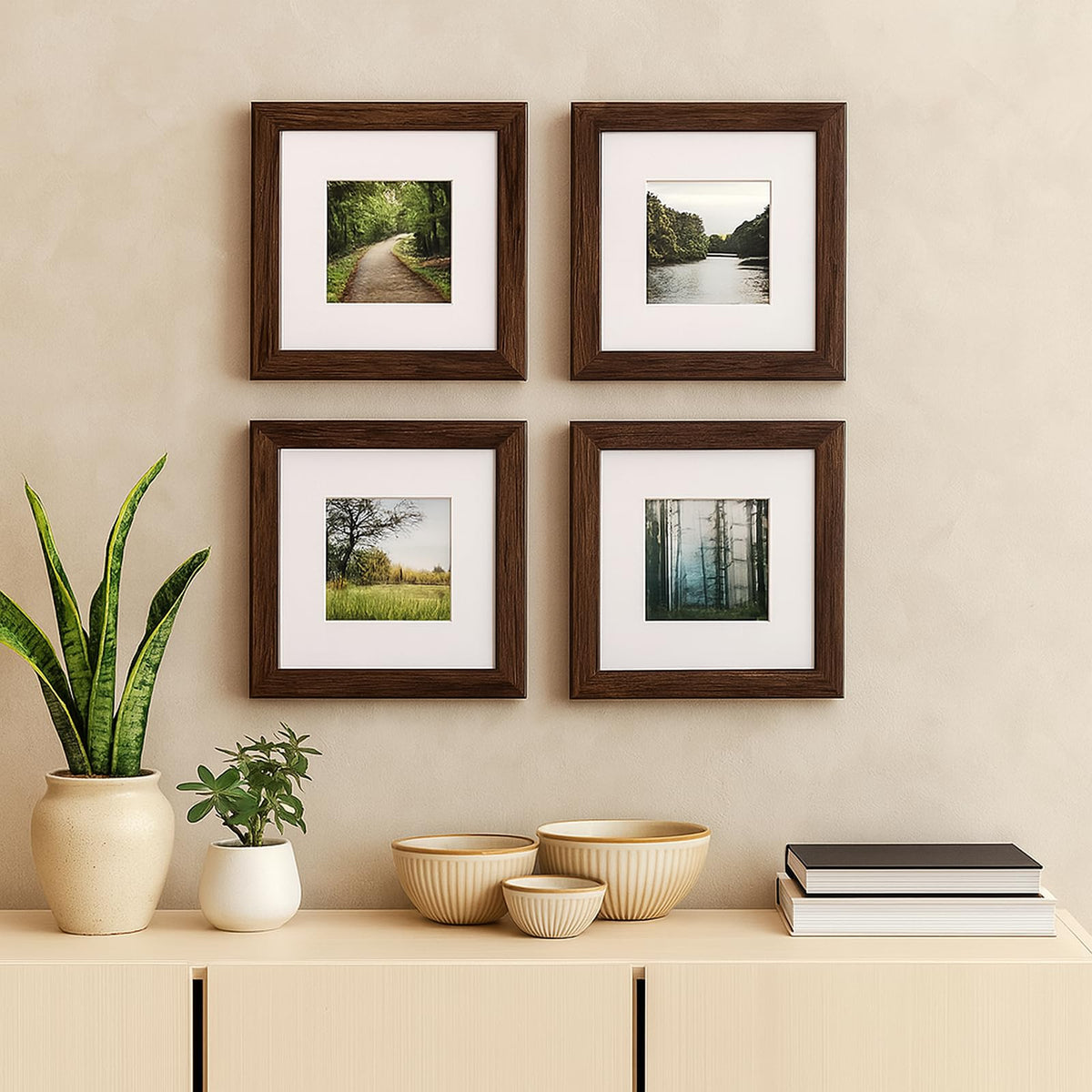 6x6 Solid Oak Wood Picture Frames (3 Count)