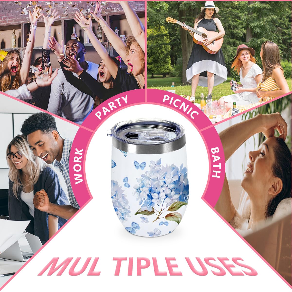 Hydrangea Wine Tumbler
