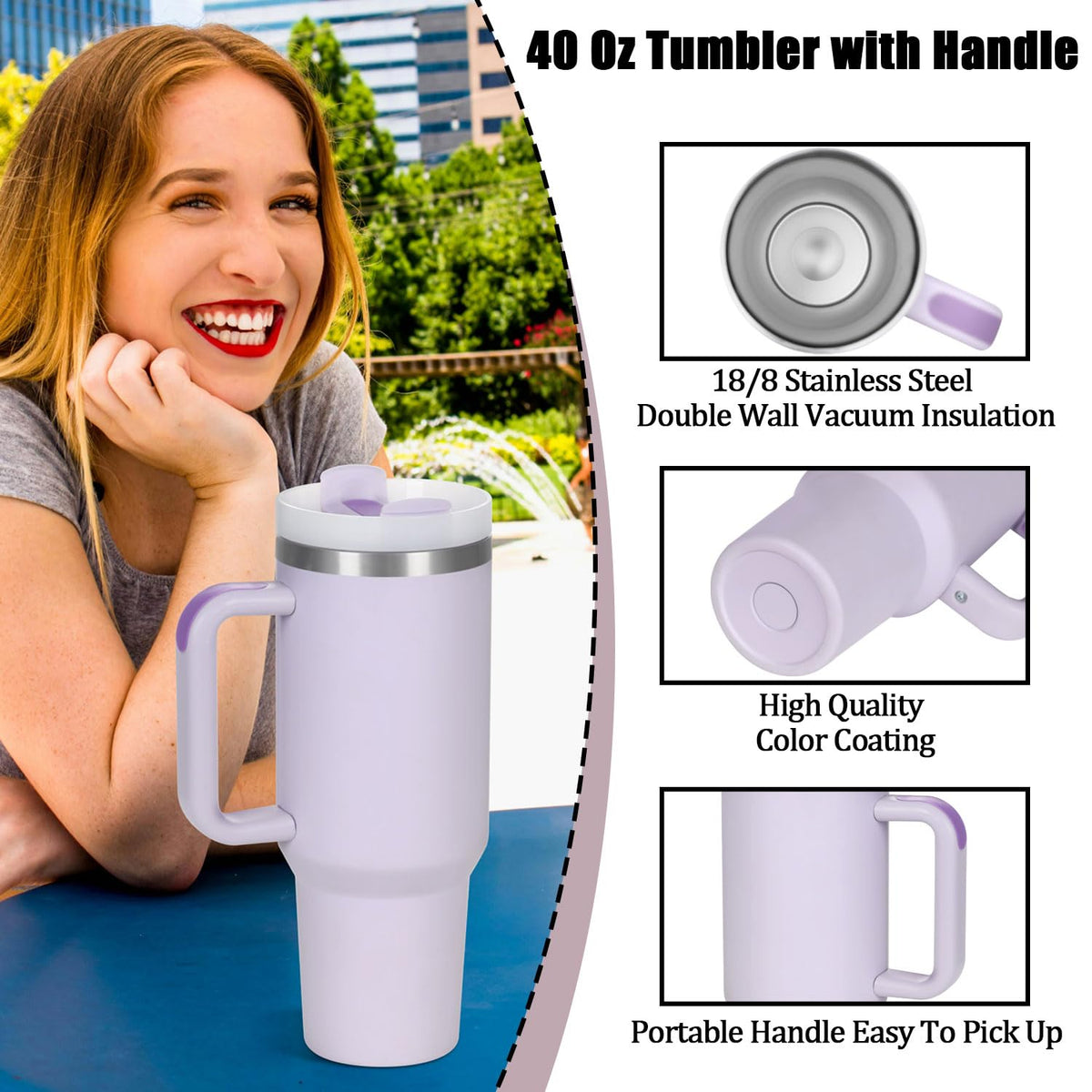 15 Pack 40 Oz Tumbler with Handle and Straw Bulk (20 Count)