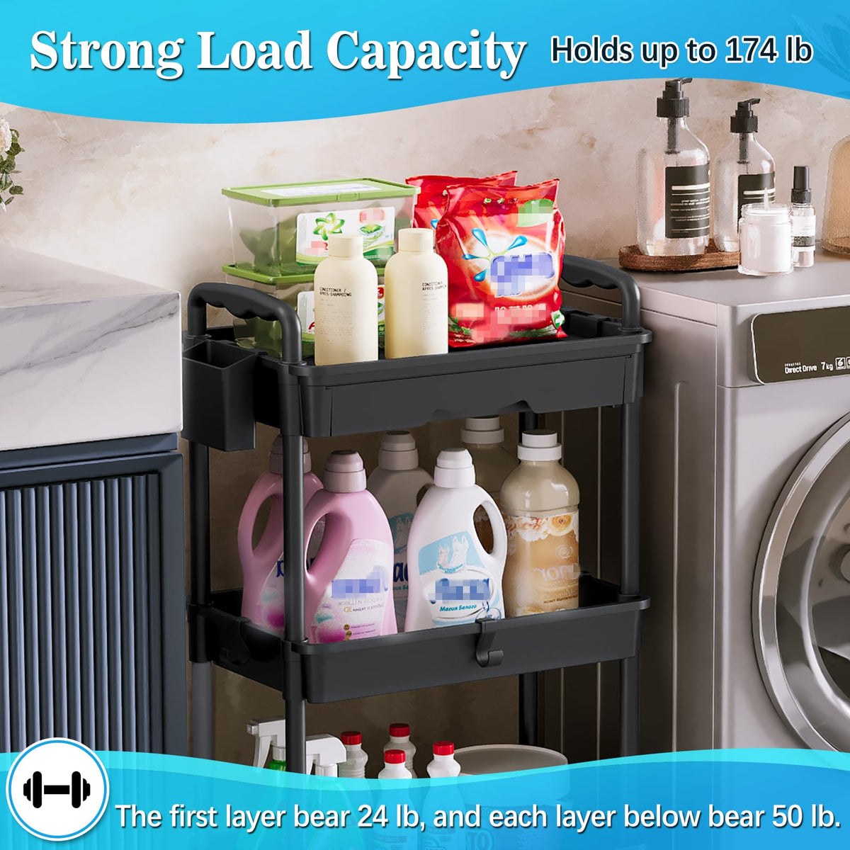3 Tier Rolling Cart with Drawer