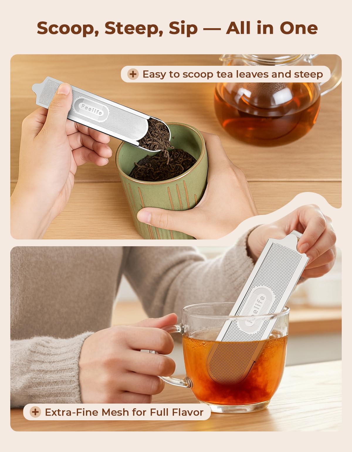 2Pcs 2-in-1 Tea Scoop Infuser for Loose Leaf Tea Strainer Fine Mesh (2 Count)