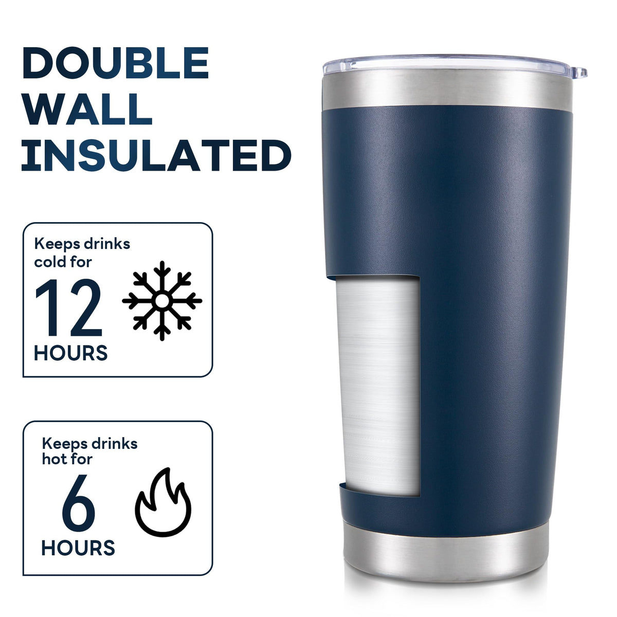 20 oz Tumbler with Lid Stainless Steel Insulated Tumblers Bulk Cups Mug (12 Count)