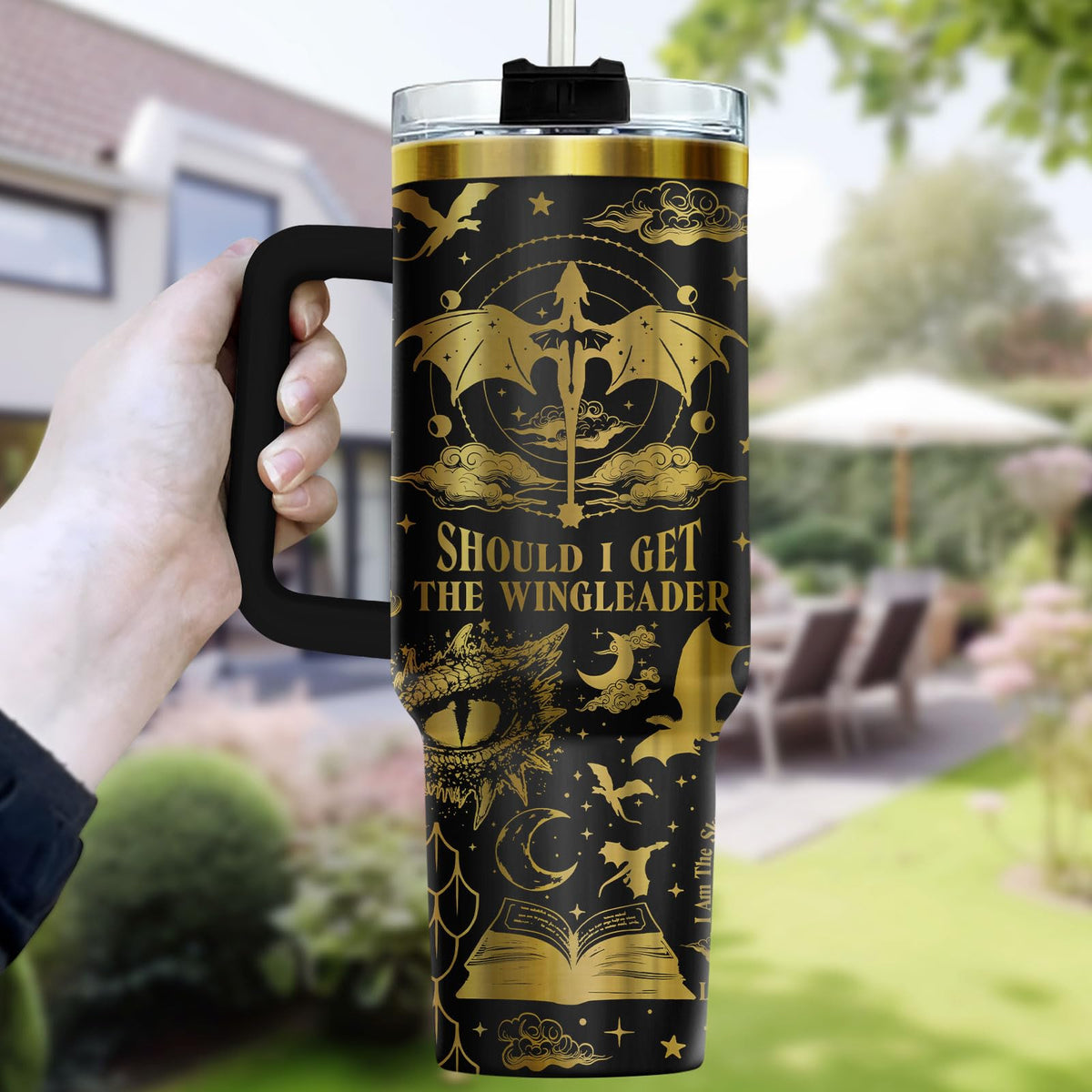 Wingleader Dragon Fantasy Book 40 oz Tumbler with Handle