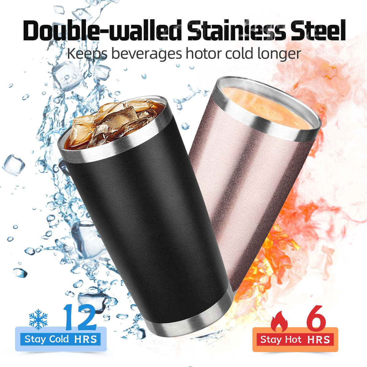 20 oz Tumbler with Lids and Straws (6 Count)