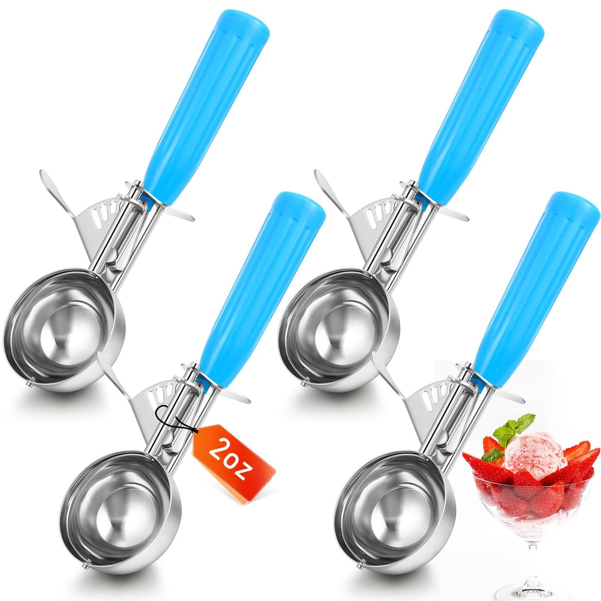 4 Pcs Ice Cream Scooper with Trigger