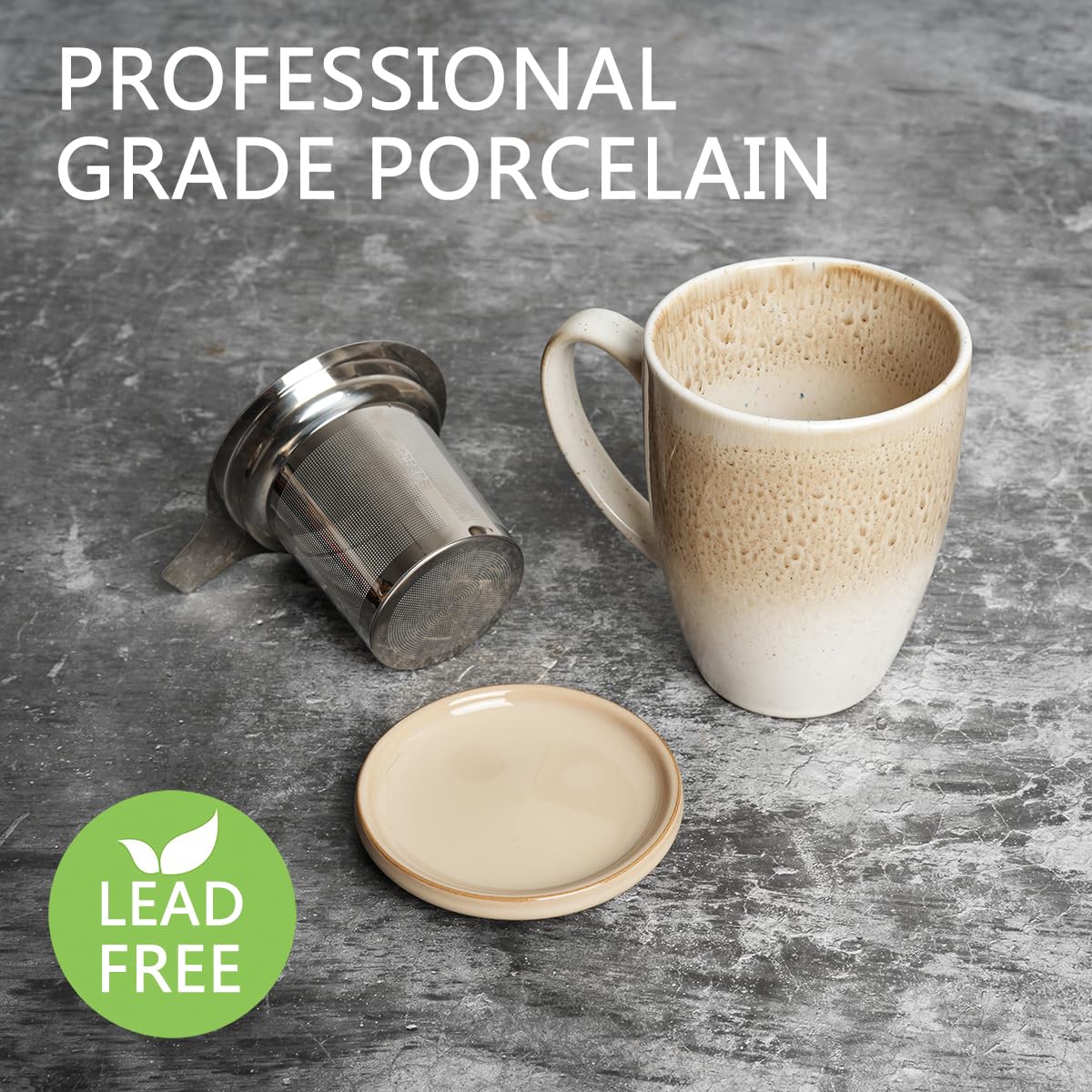 Ceramic Tea Cup with Infuser and Lid