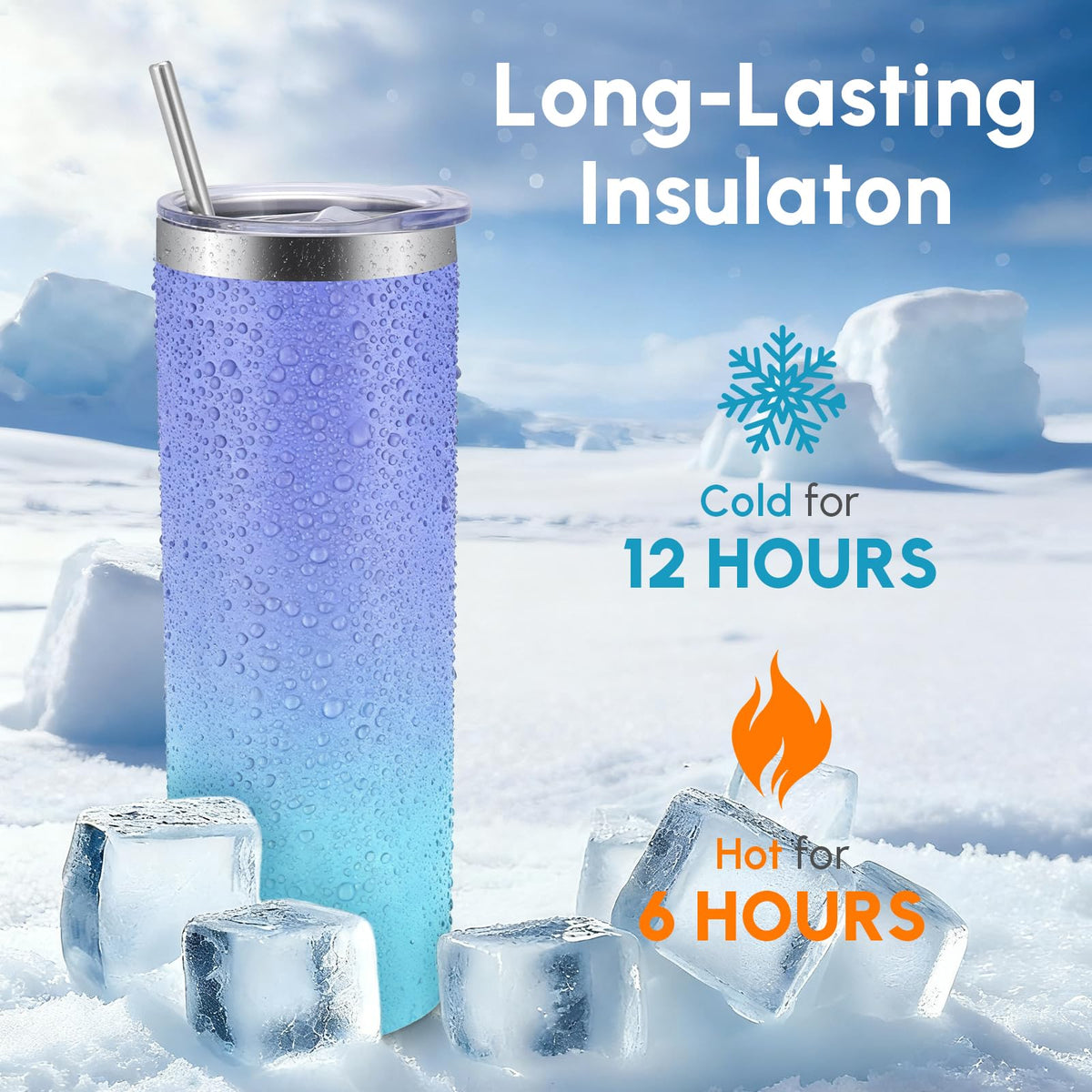 8 Pack Skinny Tumblers with Lid and Straw