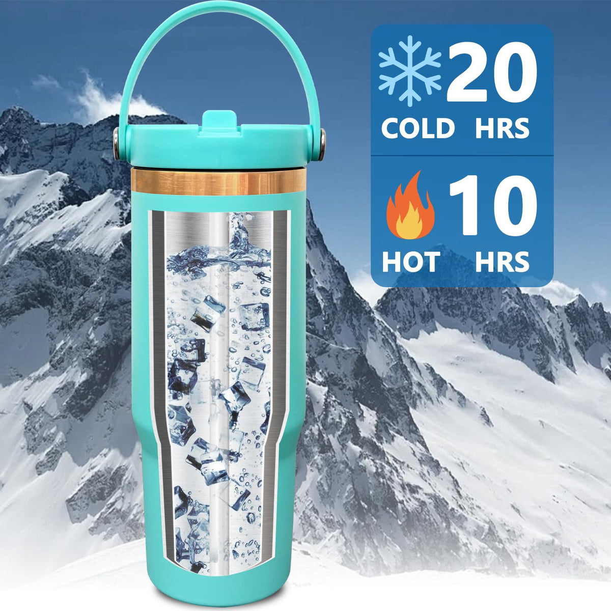 30 oz Tumbler Bulk with Top Handle and Flip Straw MintGreen