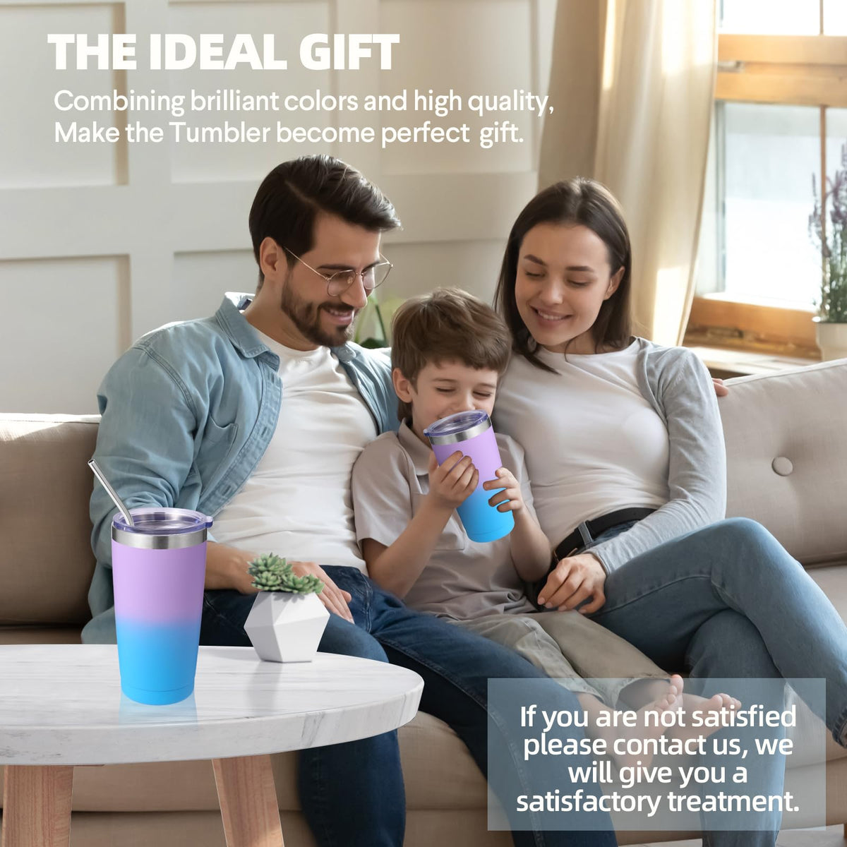 20oz Stainless Steel Tumbler with Lid and Straw Bulk 4 Pack (4 Count)